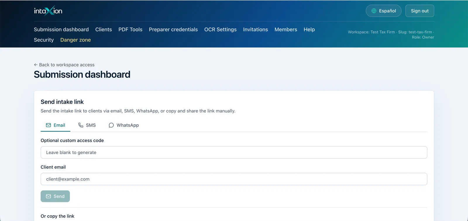 Intaxion office review queue dashboard